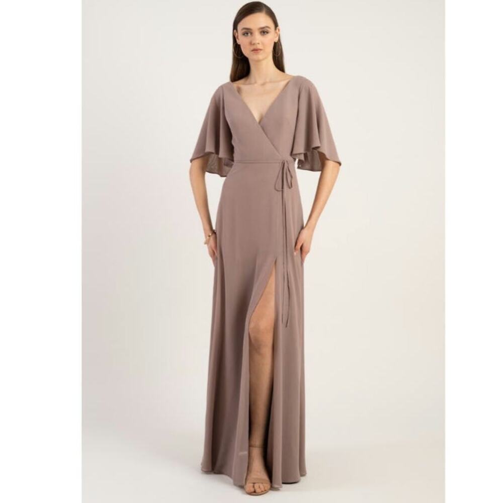Jenny Yoo Ari Dress Gown Floor Length Wisteria Chiffon  Bridesmaid NWT